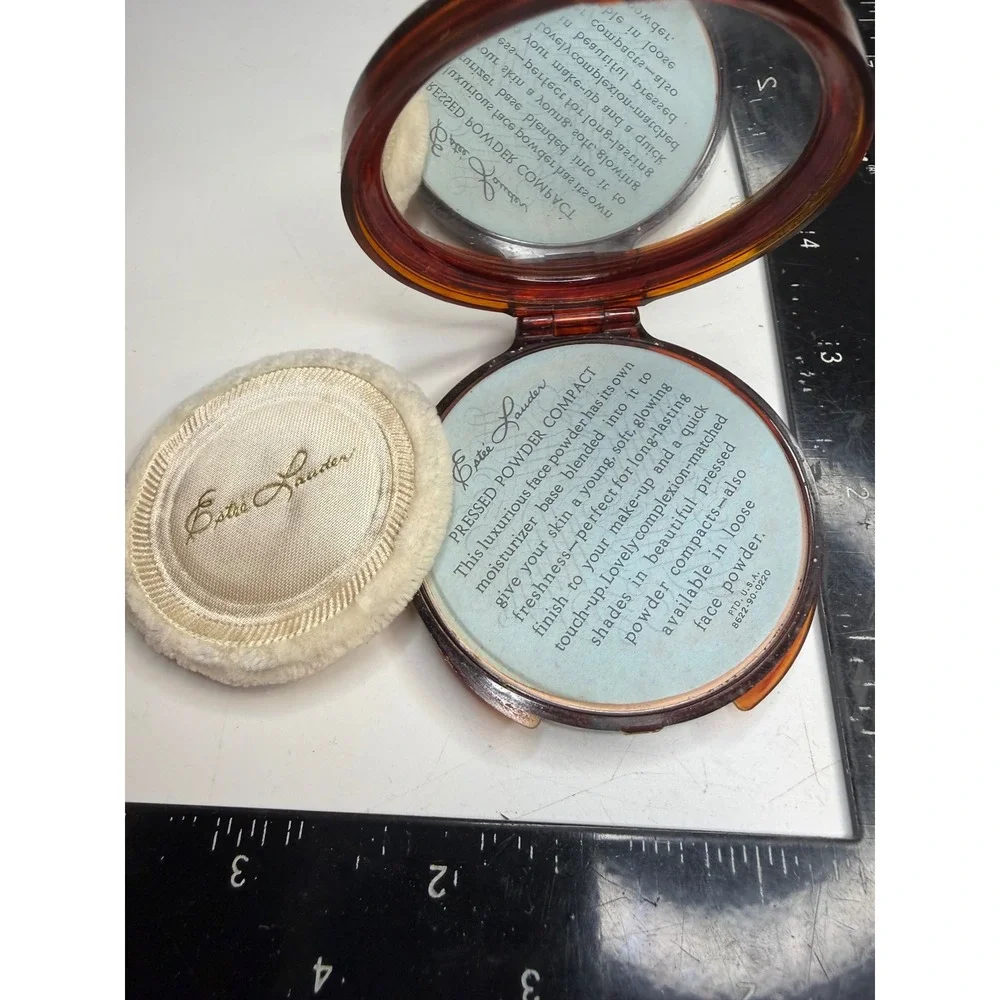 Estee Lauder Honey Glow Pressed Powder Compact Faux Tortoiseshell Monogram